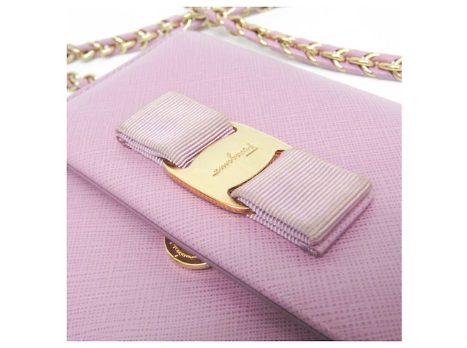 Borsa a Spalla Vara Mini Chain di Salvatore Ferragamo Porpora - vista 9