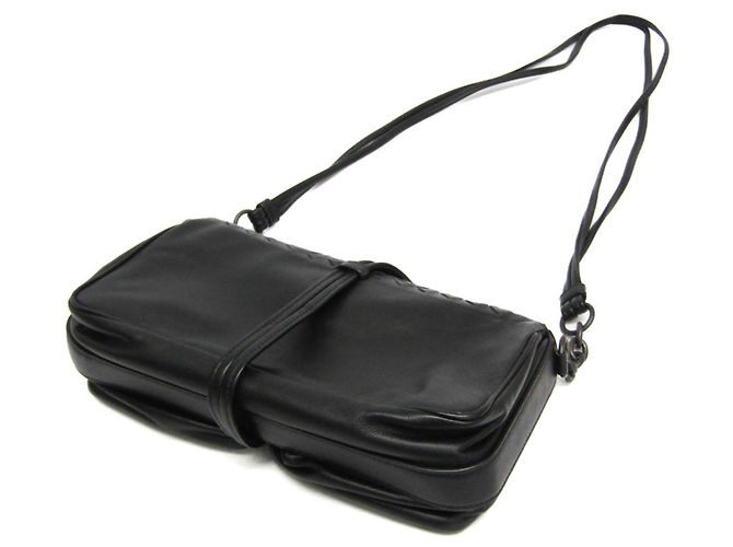 Borsa a spalla in pelle nera Intrecciato di Bottega Veneta - vista 4