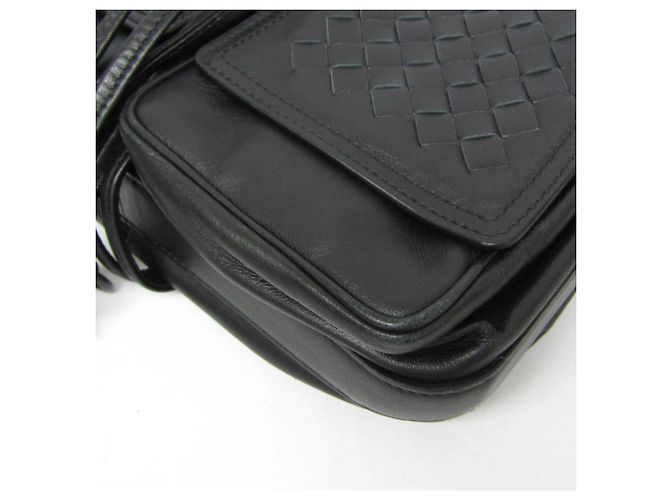 Borsa a spalla in pelle nera Intrecciato di Bottega Veneta - vista 7
