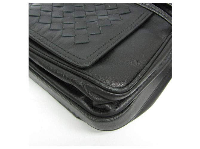 Borsa a spalla in pelle nera Intrecciato di Bottega Veneta - vista 8