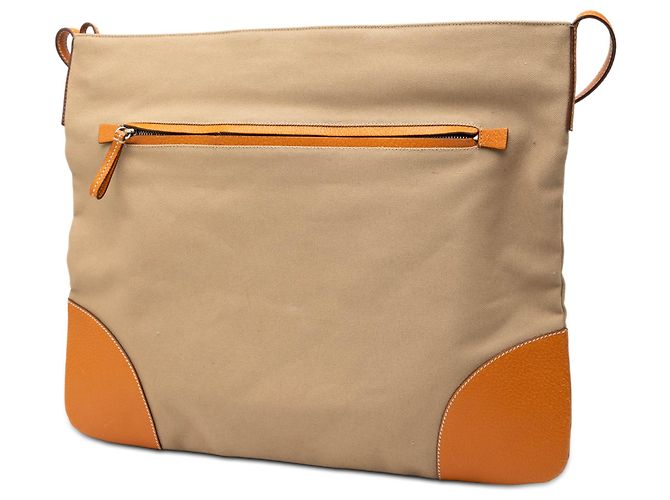 Borsa a tracolla Prada in tela beige con logo - vista 2