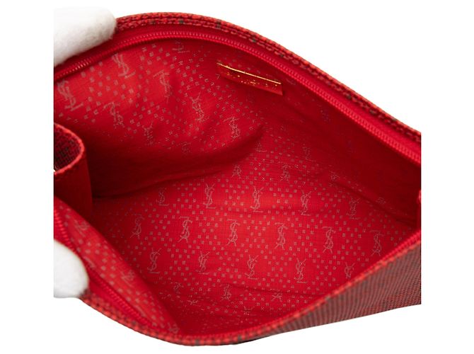 Clutch in tela rossa Saint Laurent Rosso - vista 4