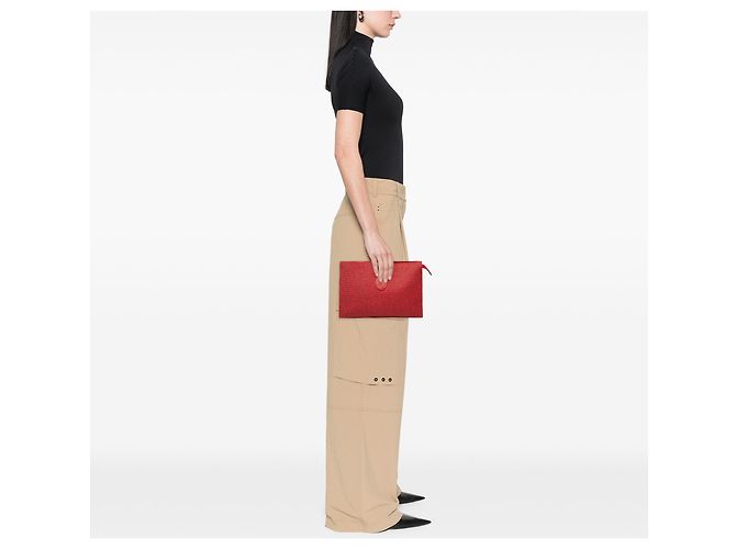 Clutch in tela rossa Saint Laurent Rosso - vista 6