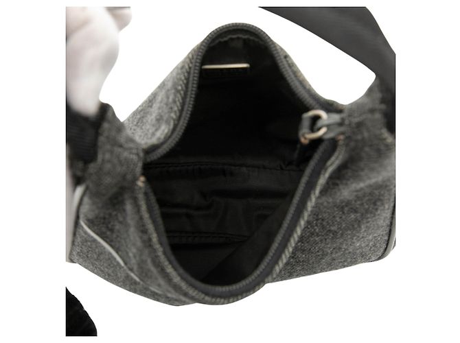 Borsa a spalla in lana della linea sportiva Prada grigia Marrone Grigio antracite - vista 4