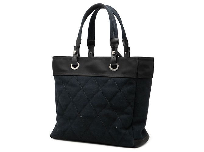 Chanel Blaue mittlere gesteppte Canvas Paris Biarritz Tasche Marineblau - Ansicht 2