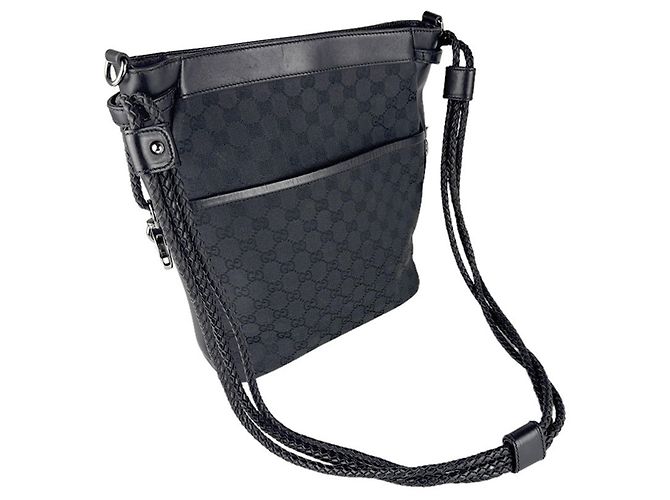 Borsa a Spalla Gucci in Tela e Pelle GG Nero - vista 11