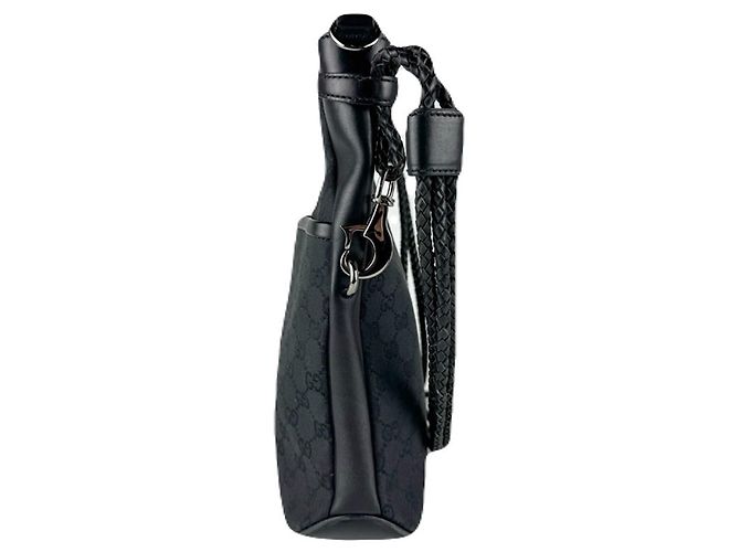 Borsa a Spalla Gucci in Tela e Pelle GG Nero - vista 2