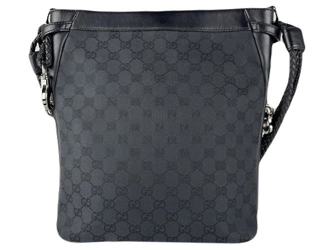 Borsa a Spalla Gucci in Tela e Pelle GG Nero - vista 3