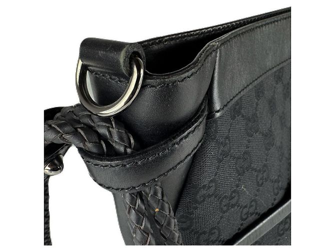 Borsa a Spalla Gucci in Tela e Pelle GG Nero - vista 7
