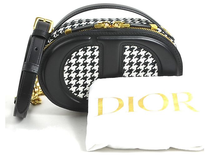 Borsa a tracolla ovale CD Signature di Christian Dior Nero Bianco - vista 15