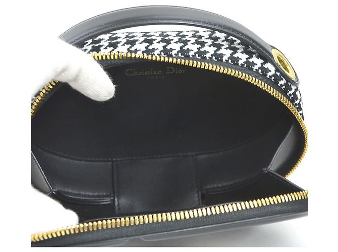 Borsa a tracolla ovale CD Signature di Christian Dior Nero Bianco - vista 5