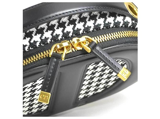 Borsa a tracolla ovale CD Signature di Christian Dior Nero Bianco - vista 9