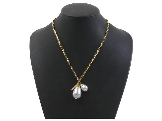 Collar Péndulo Perla Damier Louis Vuitton Blanco Dorado - vista 10