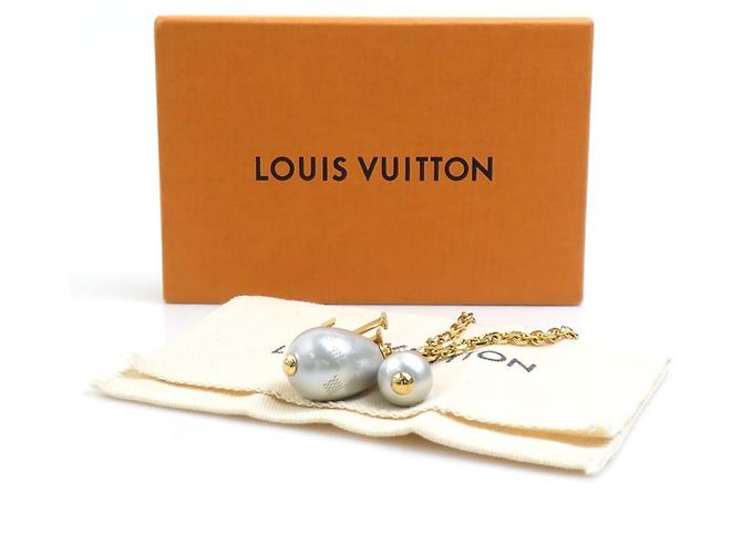 Collar Péndulo Perla Damier Louis Vuitton Blanco Dorado - vista 11