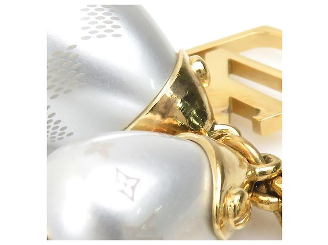 Collar Péndulo Perla Damier Louis Vuitton Blanco Dorado - vista 5