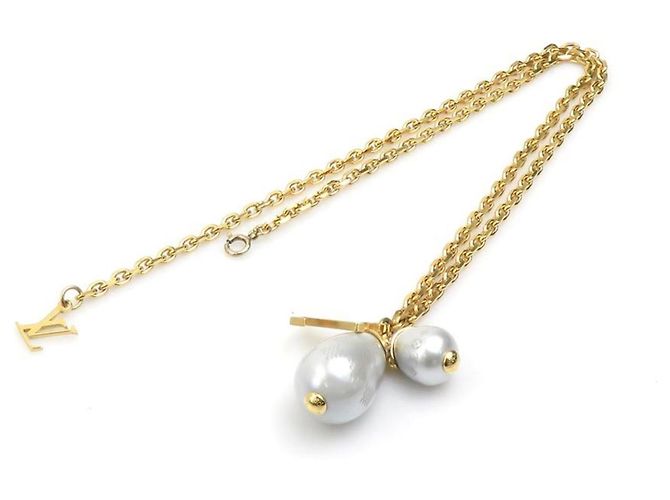 Collar Péndulo Perla Damier Louis Vuitton Blanco Dorado - vista 8