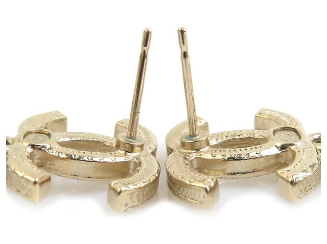 Chanel Metallohrringe mit Kunstperlen Weiß Golden - Ansicht 5