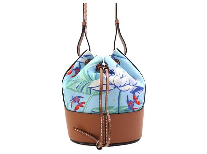 Borsa Balloon della collaborazione LOEWE Paula's Ibiza Marrone Blu - vista 3