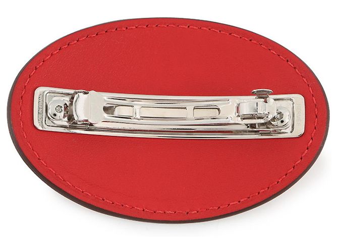 Fermaglio per capelli Hermès Barrette Evelyn PM Rouge Ladue in pelle Swift Rosso - vista 3