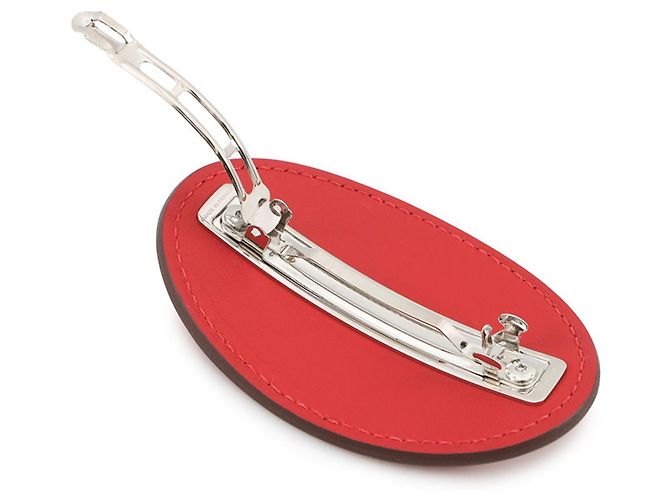 Fermaglio per capelli Hermès Barrette Evelyn PM Rouge Ladue in pelle Swift Rosso - vista 4