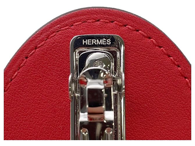 Fermaglio per capelli Hermès Barrette Evelyn PM Rouge Ladue in pelle Swift Rosso - vista 7