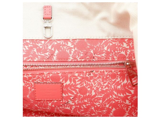 Borsa Tote Hippo MM Louis Vuitton Rosa Bianco Crudo Corallo - vista 9
