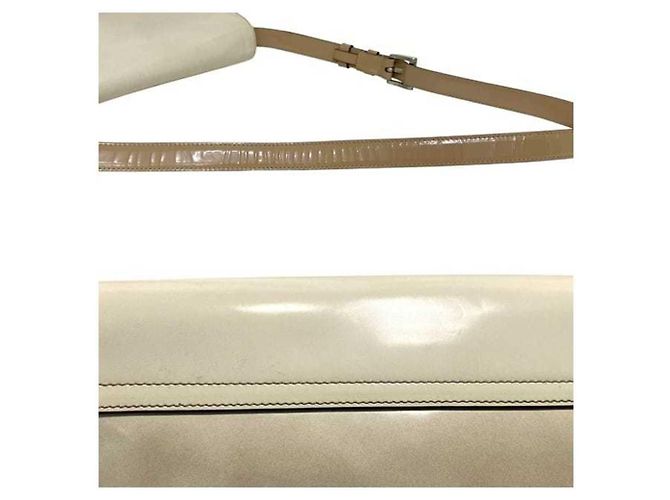 Borsa a spalla in pelle beige Prada - vista 10