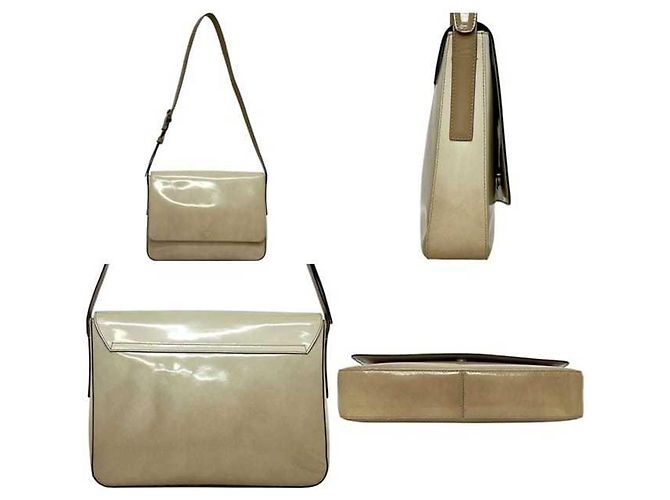 Borsa a spalla in pelle beige Prada - vista 3