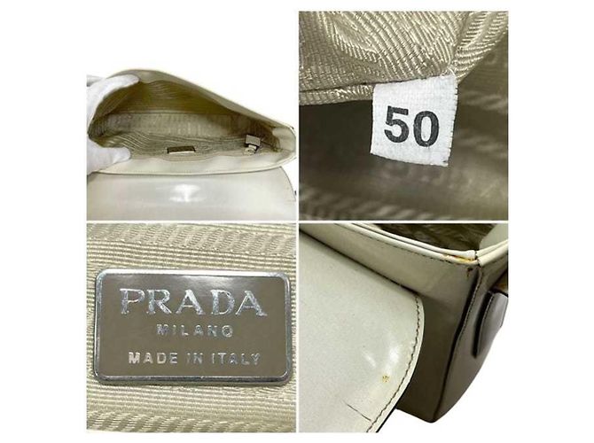 Borsa a spalla in pelle beige Prada - vista 4