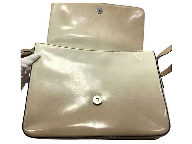 Borsa a spalla in pelle beige Prada - vista 6