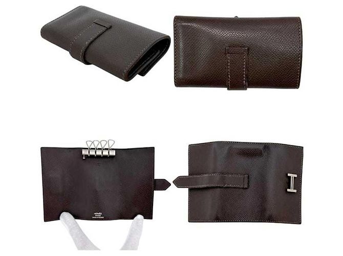 Llave de cuero marrón/marrón oscuro Hermès Castaño - vista 3