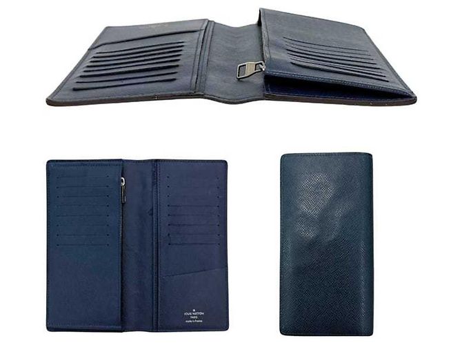 Brazza Cartera Larga Louis Vuitton en Cuero Taiga Marino Azul marino - vista 3