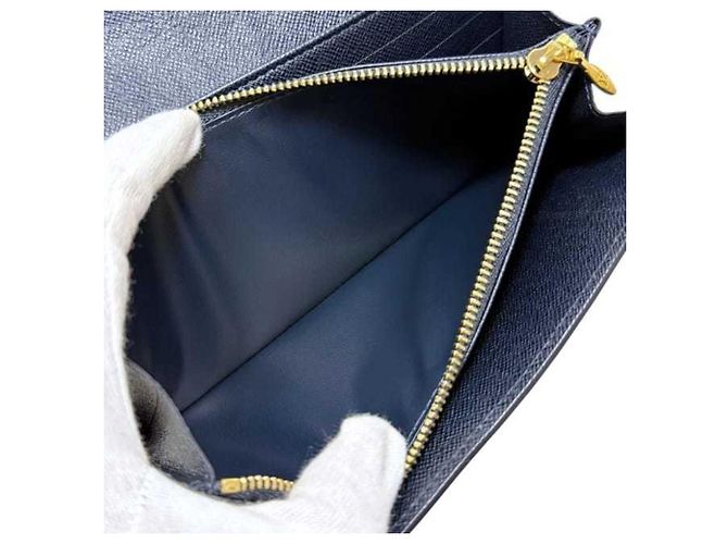 Cartera Larga Louis Vuitton Castaño Azul marino - vista 6
