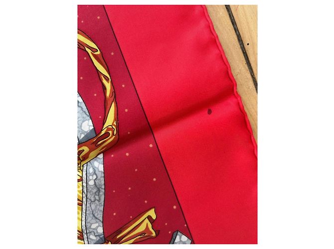 Hermès Seidenschal Goldene Reiter Braun Weiß Rot Grün Gold hardware - Ansicht 8