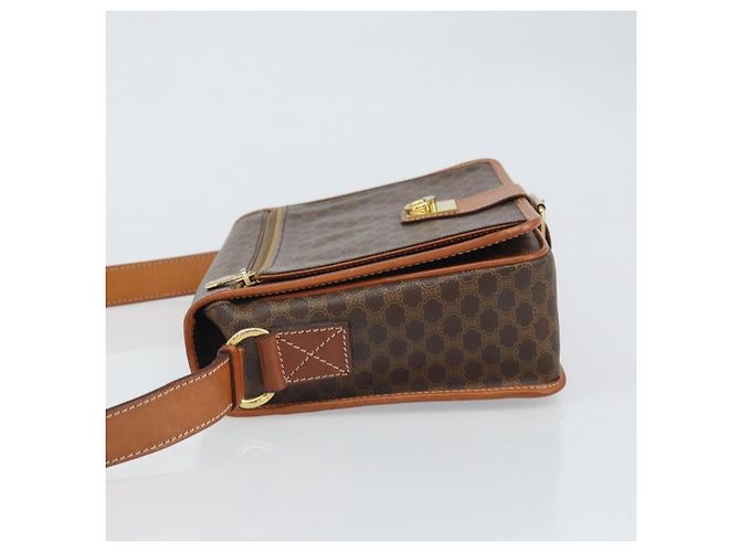 Céline Celine Vintage Macadam Canvas and Leather Marrone - vista 4