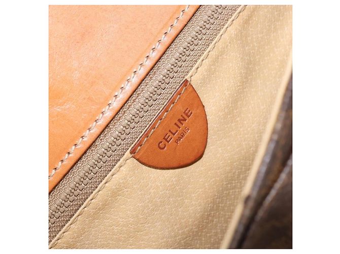 Céline Celine Vintage Macadam Canvas and Leather Marrone - vista 6