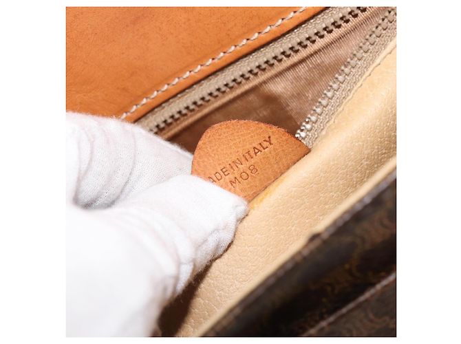 Céline Celine Vintage Macadam Canvas and Leather Marrone - vista 7