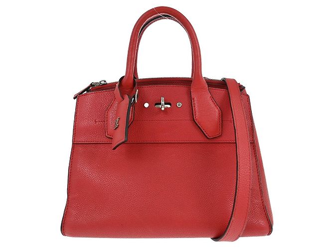 Borsa City Steamer in pelle PM Louis Vuitton Rosso - vista 2