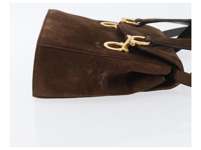 Salvatore Ferragamo Gancini Suede Marrone - vista 3