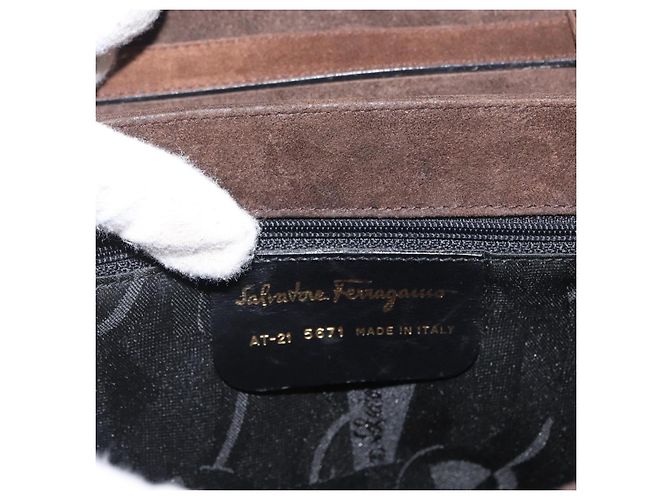 Salvatore Ferragamo Gancini Suede Marrone - vista 6