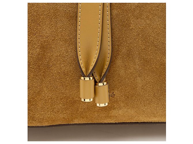 Chloé Marcie Piccola Hobo in Pelle Scamosciata Marrone Beige - vista 10