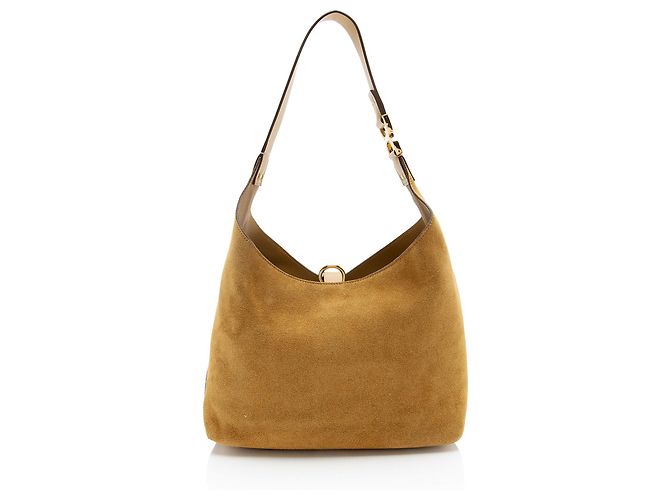 Chloé Marcie Piccola Hobo in Pelle Scamosciata Marrone Beige - vista 3