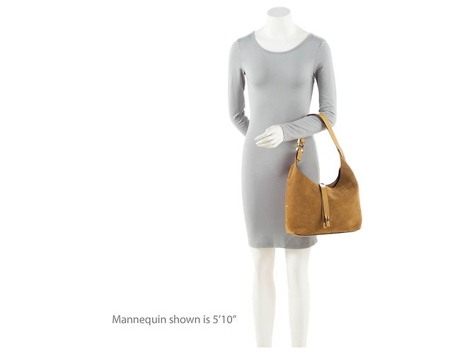 Chloé Marcie Piccola Hobo in Pelle Scamosciata Marrone Beige - vista 5