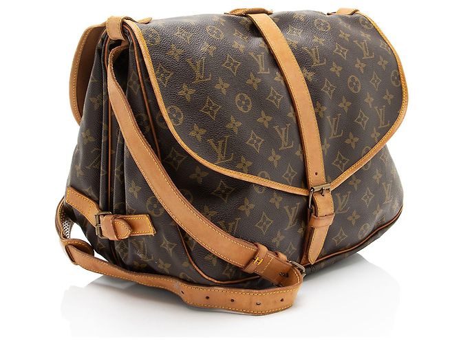 Bolso mensajero Saumur 35 en lona monograma vintage Louis Vuitton Castaño - vista 2