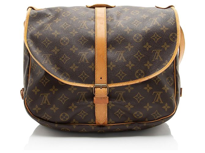 Bolso mensajero Saumur 35 en lona monograma vintage Louis Vuitton Castaño - vista 3