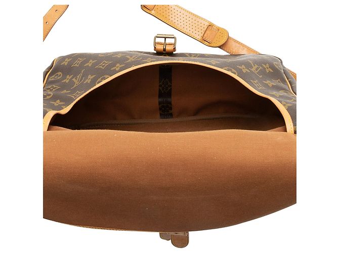 Bolso mensajero Saumur 35 en lona monograma vintage Louis Vuitton Castaño - vista 8