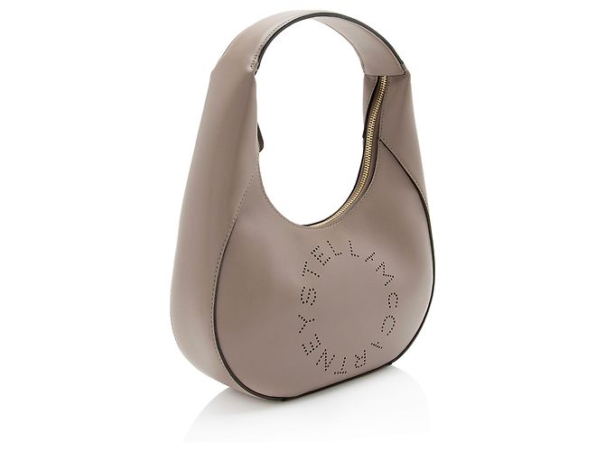 Stella Mc Cartney Stella McCartney Eco Alter Nappa Logo Perforato Piccolo Hobo Marrone Beige - vista 2