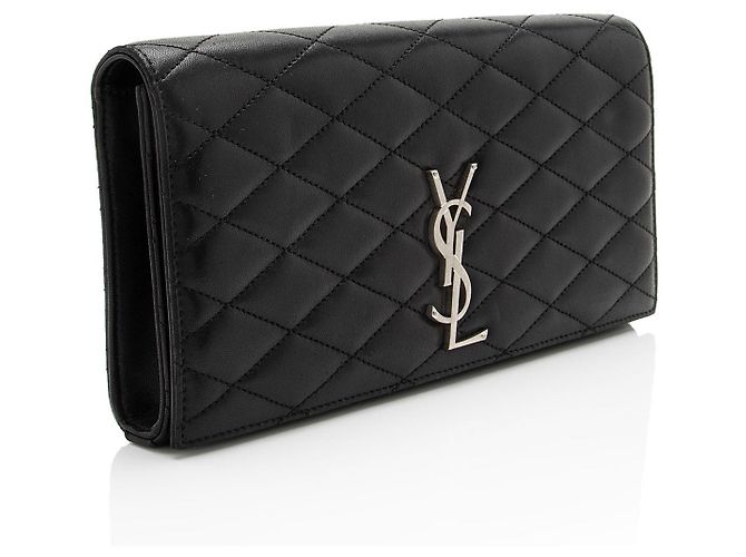Saint Laurent Monogram Kate Clutch aus gestepptem Lammleder Schwarz - Ansicht 2