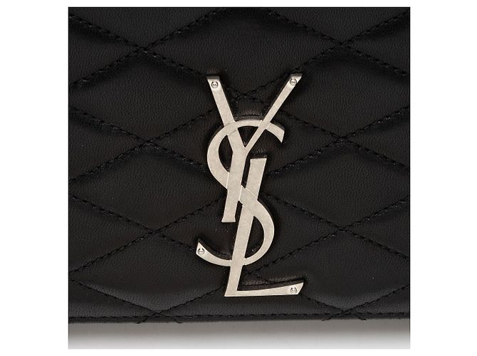 Saint Laurent Monogram Kate Clutch aus gestepptem Lammleder Schwarz - Ansicht 9