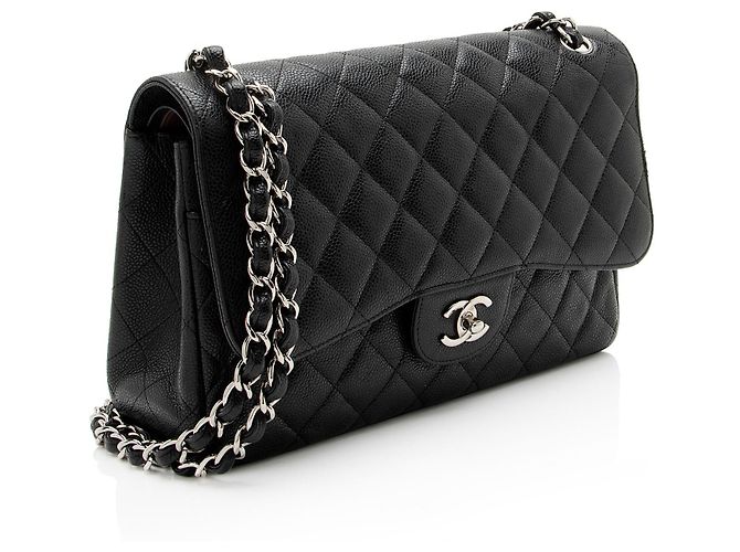 Gabrielle Borsa Jumbo Double Flap Classica in Pelle Caviar di Chanel Nero - vista 2